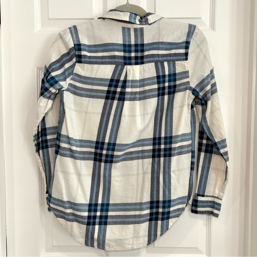 Old Navy Classic Shirt White Plaid Long Sleeve Button Up Flannel Shirt Women XS - Picture 5 of 12